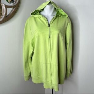 JMS Just My Size Neon Green Zip Front Hoodie Plus 2X (18W-20W)